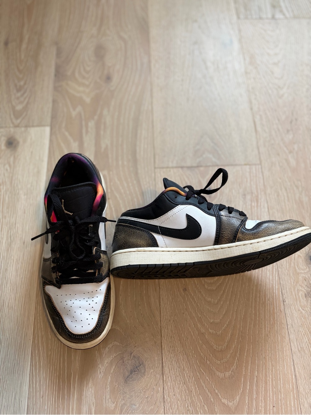 Jordan Low-Top Sneakers in Black, White and Metallic